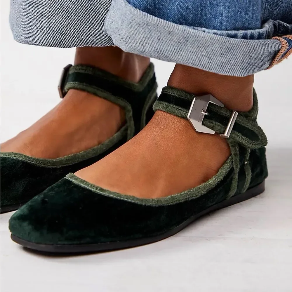 Free People Mystic Mary Jane Velvet Flats US 7